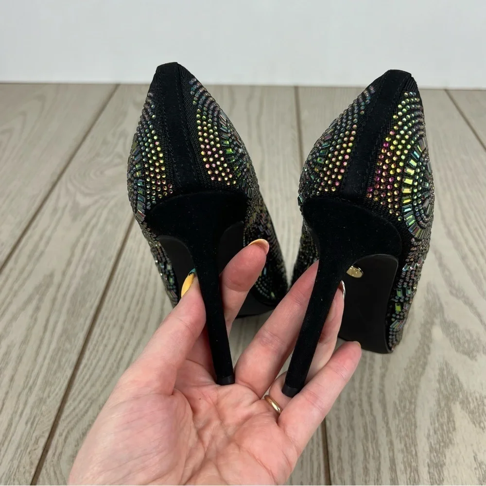 Thalia Sodi Women's Kaia Bling Gem Pointed-Toe Pumps 6M Black $100